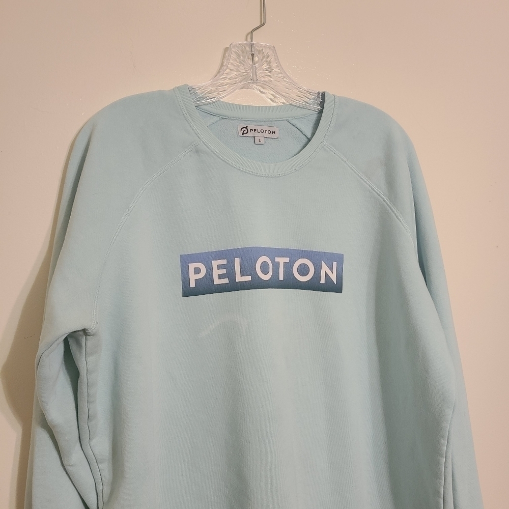 Peloton | Women's Sky Blue/Light Teal Crewneck Graphic Sweatshirt (Size Large) - Picture 4 of 13